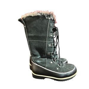 Apres by Lamo Black Leather, Suede & Faux Fur Lined Boots / SZ: 8